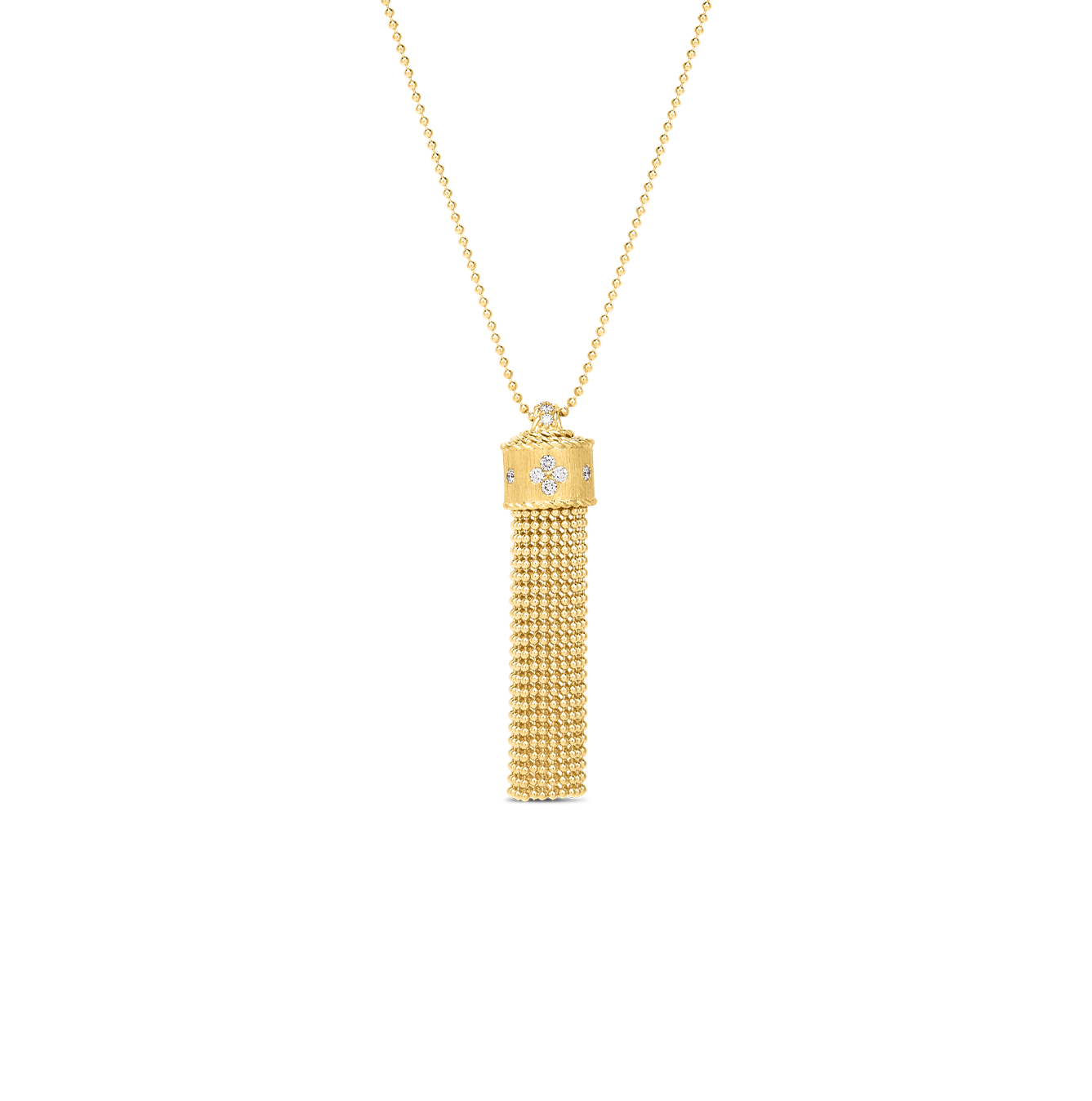 Roberto Coin Princess Yellow Gold Tassel Diamond Accent Long Necklace